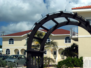 The two condo buildings (ocean view -- left, beachfront -- right), as seen from the original Inn building (TNI Photo)